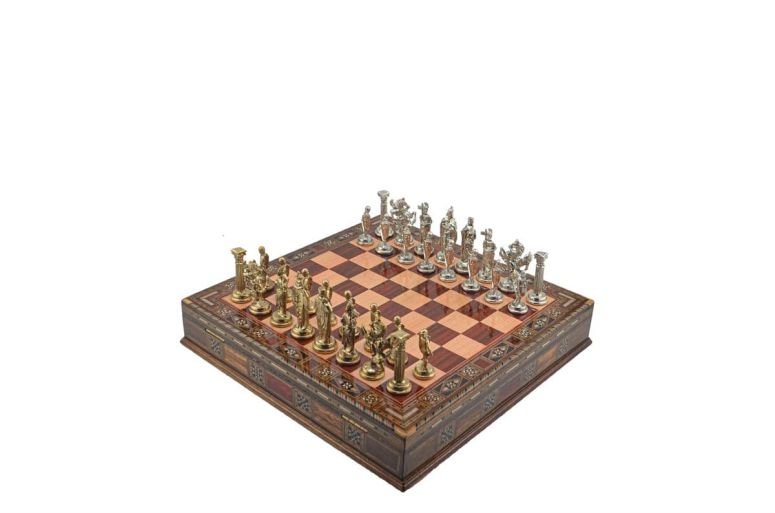 チェスセット Medieval British Army Metal Chess Set for Adults,Handmade Pieces and Natural Solid Wooden Chess Board with Storage Inside King 3.35inc (ROSE) 【並行輸入品】