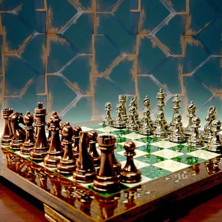 チェスセット Handmade Luxury Chess Set ? Bronze Chess Pieces & Solid Wood Board for Adults | Collector’s for Men, Husband, or Father 【並行輸入品】