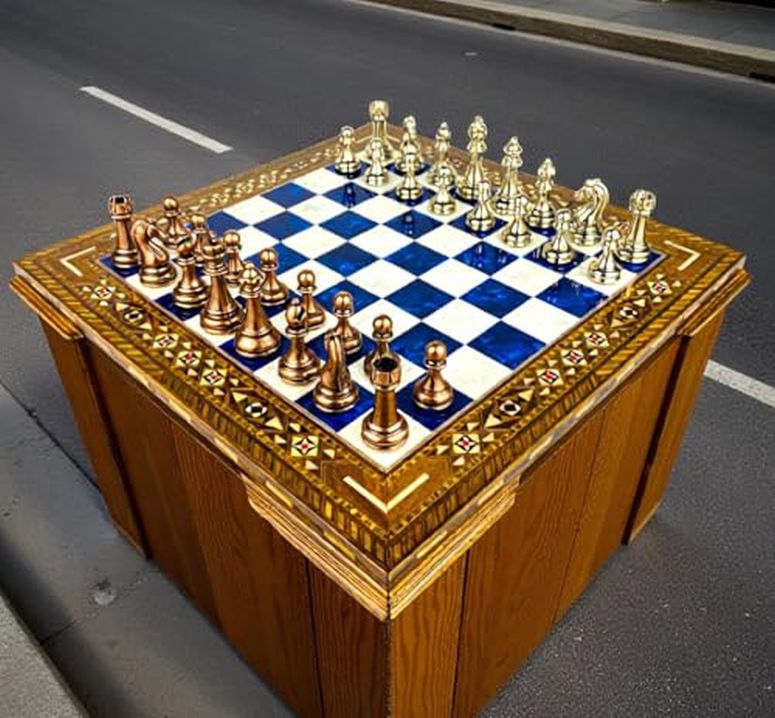 チェスセット Deluxe Carved Metal Chess Set ? 100% Handmade Wooden Inlaid Board for Dad, Husband, or Chess Enthusiast 【並行輸入品】