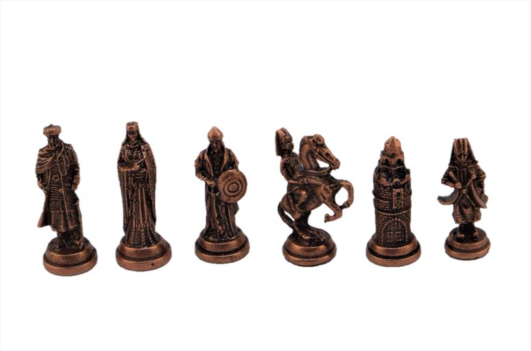 チェスセット Metal Chess Pieces Historical Seljuks-Byzantine Figures,Handmade Pieces(Only 32 Chess Pieces,Without Board) (Antique Copper) 【並行輸入品】