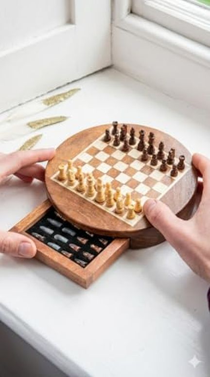 チェス仕かける Handcrafted Wooden Chess Set, Brown and Beige, 6-Inch Drawer Board, 32 Acacia Wood Pieces, Classic Strategy Game for 2 Players - (9 Inch) 【並行輸入品】 ファミリートイ・ゲーム-おもちゃ-チェス