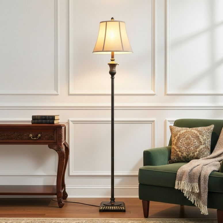 サファヴィヤ safavieh テーブルランプ サファビヤ サファヴィア Brightech Sophia LED Floor Lamp, Tall Mid-Century Modern Lamp with Bell Shape Fabric Shade, Great for Bedroom & Living Room Decor - Bronze 【並行輸入品】