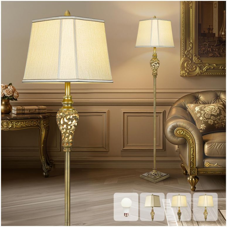 サファヴィヤ safavieh テーブルランプ サファビヤ サファヴィア Vintage Floor Lamp for Living Room, 65" Tall Lamp with Nightlight and Beige Faux Silk Shade, Farmhouse Standing Lamp for Bedroom, Office Corner, or Study, Elegant Rustic 【並行輸入品】｜MJ-MARKET