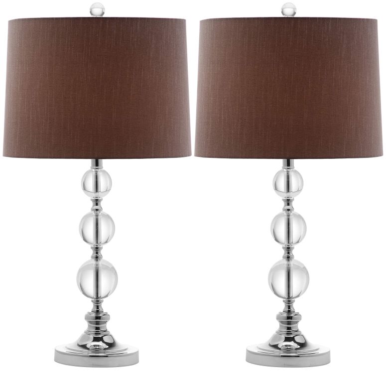 サファヴィヤ safavieh テーブルランプ サファビヤ サファヴィア SAFAVIEH Lighting Collection Keeva Clear/Grey Shade Crystal Ball 27-inch Table Lamp Set of 2 with USB Charging Port (LED Bulbs Included) 【並行輸入品】