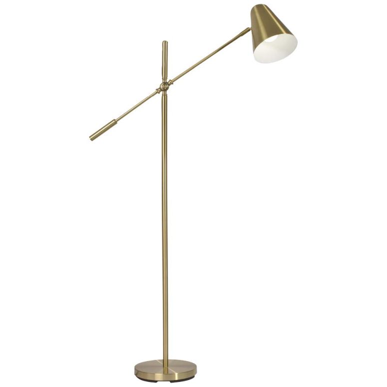 サファヴィヤ safavieh 速見表照明ランプ サファビヤ サファヴィア Ottlite Archer Floor Lamp - Mid-Century Modern Design, Satin Brass Finish, LED, Adjustable Shade 【並行輸入品】