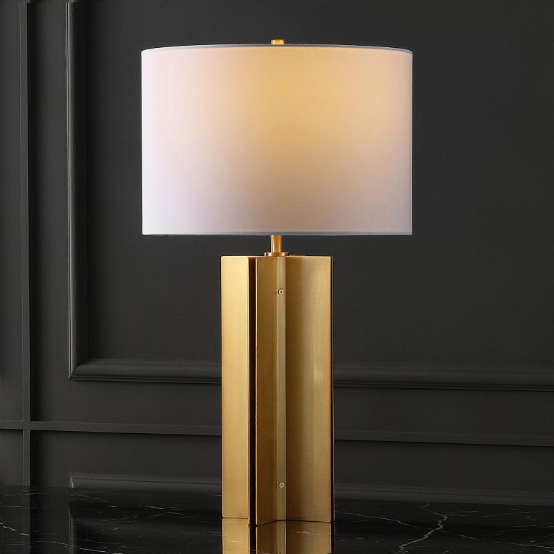 サファヴィヤ safavieh テーブルランプ サファビヤ サファヴィア SAFAVIEH Couture Lighting Collection Rollins Square Metal Gold/White 27-inch Bedroom Living Room Home Office Desk Nightstand Table Lamp (LED Bulb Included) 【並行輸入品】 73,425円