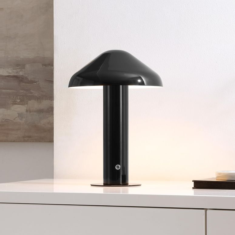 サファヴィヤ safavieh テーブルランプ サファビヤ サファヴィア SAFAVIEH Lighting Collection Jace Black 13-inch Mushroom Table Lamp with Dimmer for Bedroom, Living Room, Home Office, Desk, Nightstand (LED Bulb Included) 【並行輸入品】