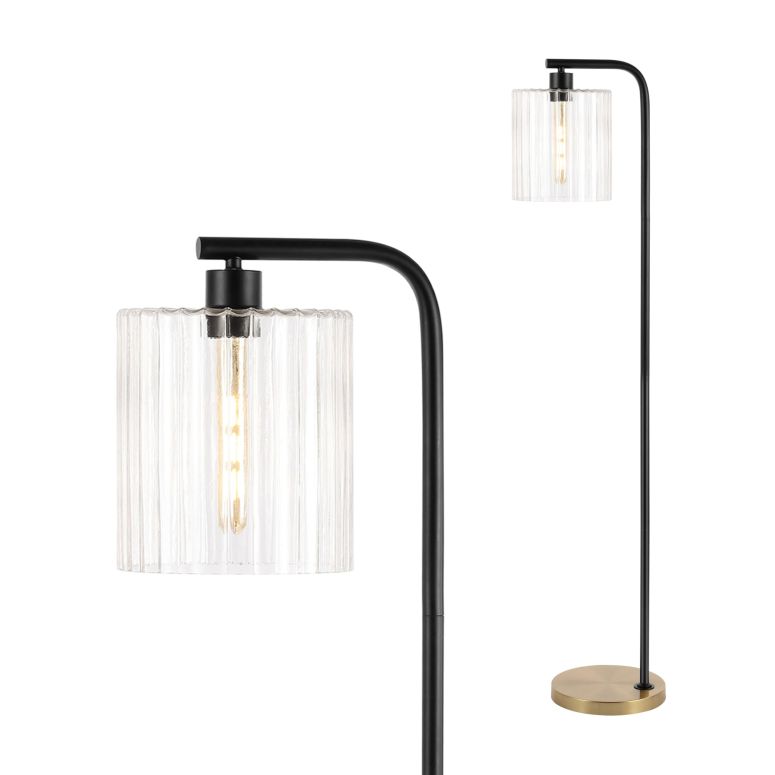 サファヴィヤ safavieh 一覧表照明ランプ サファビヤ サファヴィア JONATHAN Y JYL1142A Easton 60.75\" Modern Minimalist Metal/Ribbed Glass LED Floor Lamp for Bedroom, Living Room, Office, Brass Gold/Black 【並行輸入品】"