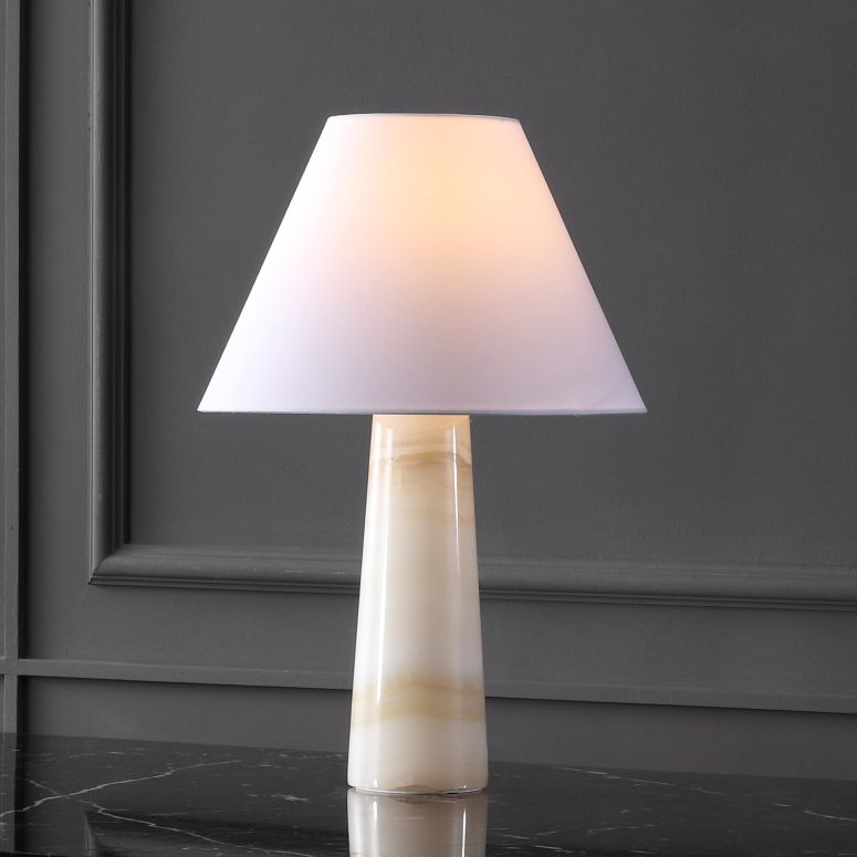 サファヴィヤ safavieh 早見表照明ランプ サファビヤ サファヴィア SAFAVIEH Couture Lighting Collection Jennarose Off-White/White Jade Stone 20-inch Dimmable Table Lamp for Bedroom Living Room Home Office Desk Nightstand (LED Bulb Includ 【並行輸入品】
