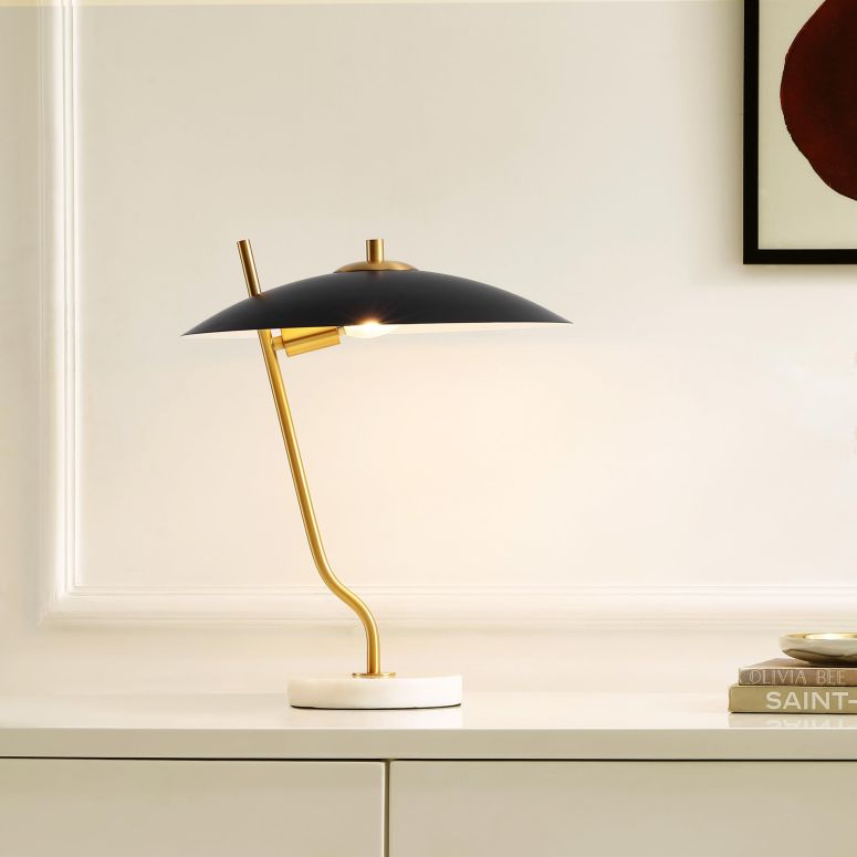 サファヴィヤ safavieh テーブルランプ サファビヤ サファヴィア SAFAVIEH Lighting Collection Studio Black/Brass 16-inch Table Lamp (LED Bulb Included) 【並行輸入品】