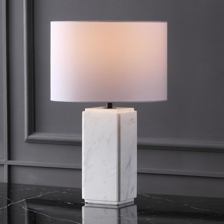 サファヴィヤ safavieh 速見表照明ランプ サファビヤ サファヴィア SAFAVIEH Couture Lighting Collection Zahra White Marble 23-inch Dimmable Table Lamp for Bedroom Living Room Home Office Desk Nightstand (LED Bulb Included) 【並行輸入品】