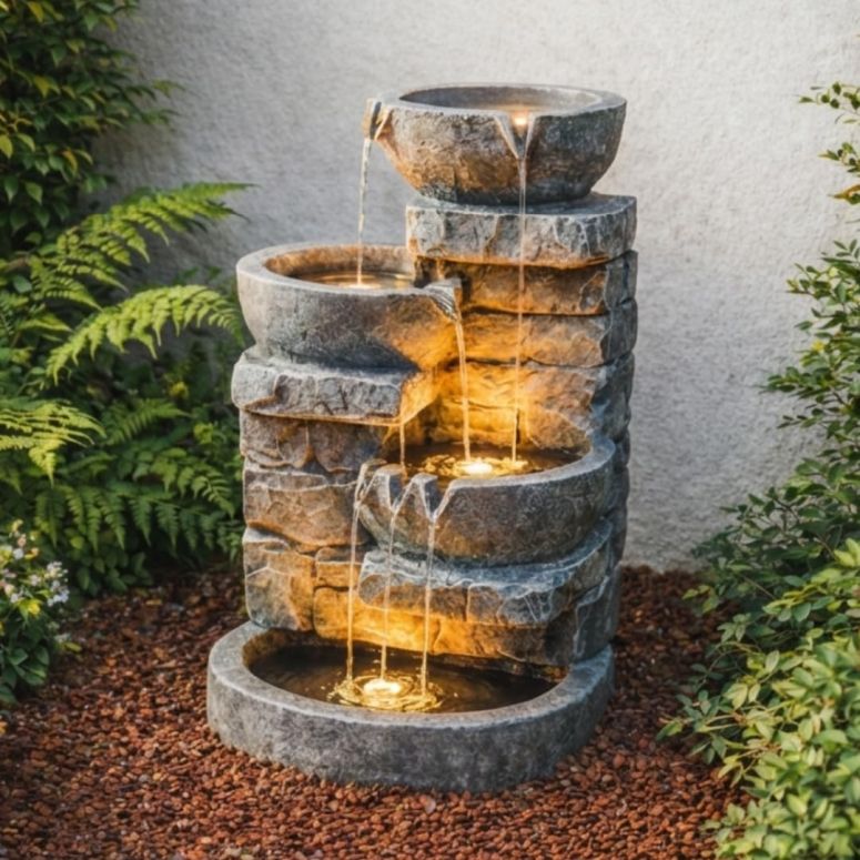 ガーデン 噴水 インテリア噴水 置き型 噴水 滝のオブジェ ウォーターフォールファウンテン Teamson Home 33" Outdoor Water Fountain with LED Lights, 3-Tier Cascading Bowls, Weather-Resistant Resin Garden Water Feature for Patio, Lawn, and 【並行輸入品】|MJ-MARKET