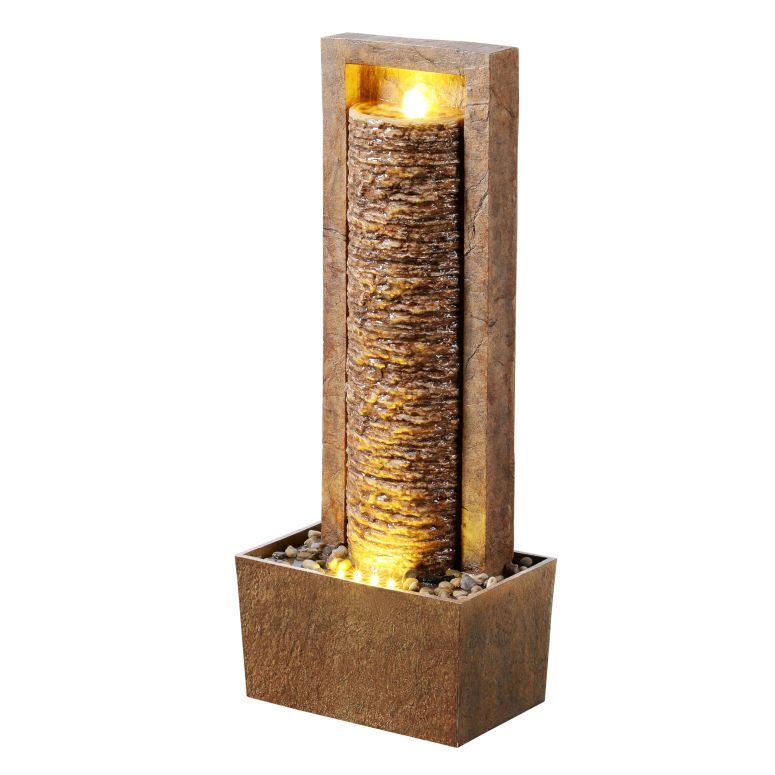 庭園 吹き上げ 室内装飾吹き上げ 置き型 吹き上げ 滝のオブジェ ウォーターフォールファウンテン Teamson Home Framed Layered Rock Design Patio Water Fountain?Warm Glow Lighting with Steady Flow \u0026 Electric Pump, Brown 【並行輸入品】