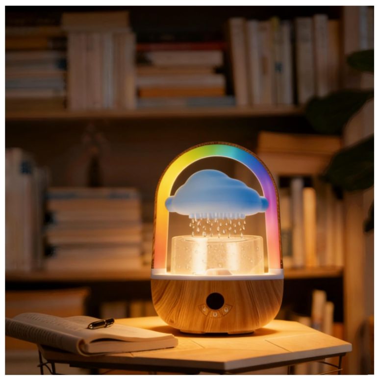 卓上 噴水 滝のオブジェ テーブルトップファウンテン インテリア噴水 Relaxing Indoor Water Fountain with Gentle Rain Sounds, Weljoy Cloud Rainbow Rain Tabletop Fountain with Color Changing Lights, Wireless Design for Office Desk Medita 【並行輸入品】