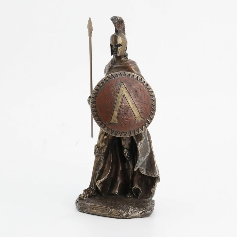 飾りつけ時辰儀 今めかしい Veronese 9 7/8 Inch Leonidas Spartan King with Spear and Shield Cold Cast Resin Antique Bronze Sculpture 【並行輸入品】