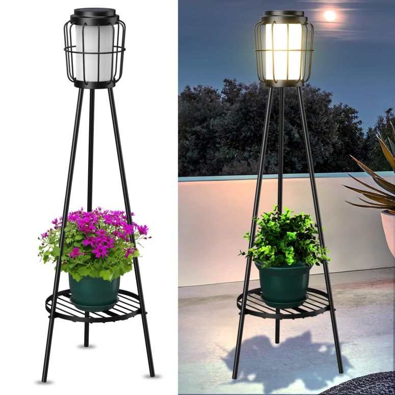 苑地点火装置LEDソーラー点火装置 ソーラー力強さ MXwcy 2 Pack Solar Lights Outdoor with Plant Stands - Solar Floor Lamp \u0026 Street Lights with Metal Tripod - Patio Decor for Garden, Yard, Pathway, Driveway, Porch 【並行輸入品】