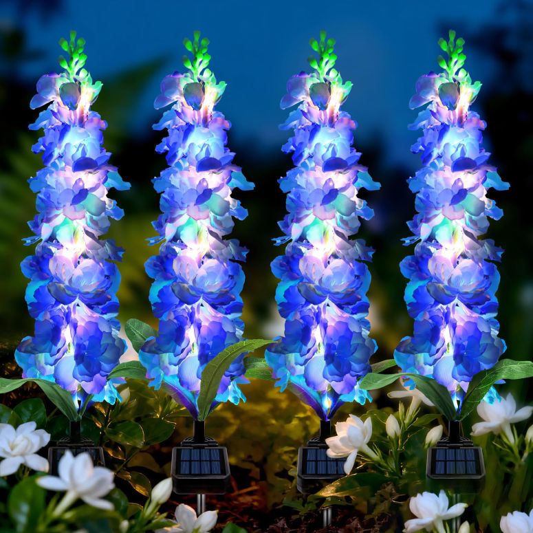 庭園点火装置LEDソーラー点火装置 ソーラー力強さ MRHEPHAESTUS Solar Garden Lights, Solar Blue Delphinium Flowers Lights 8 Pack 160 LEDs, Waterproof Outdoor Light Two Lighting Modes for Outside Wedding Party Garden Yard Patio Lawn Dec 【並行輸入品】