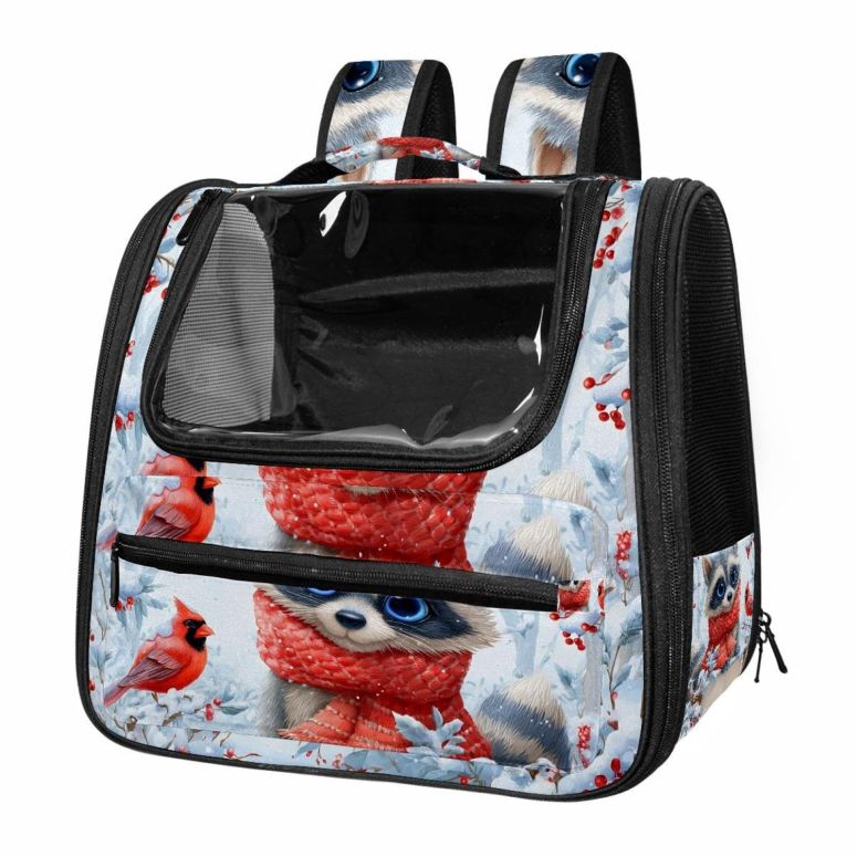 インコ 小鳥 バード トラベルキャリアー Raccoon Bird Xmas Traveler Bubble Backpack Pet Carriers for Cats and Dog, Puppy Kitty 【並行輸入品】