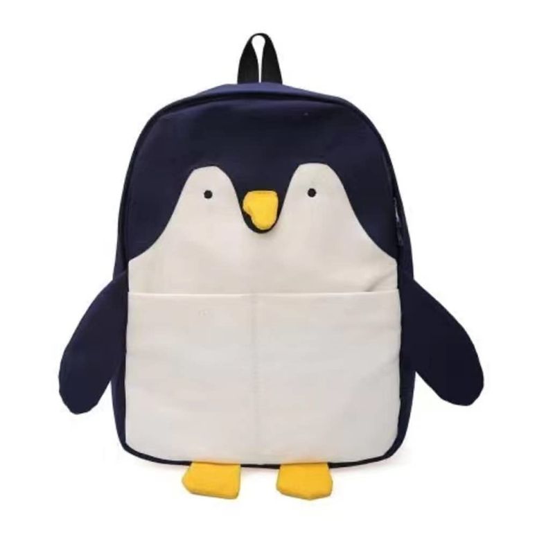 インコ 小鳥 バード トラベルキャリアー KOWVOWZ Kawaii Frog Large Novelty Backpack Girl Boy Teen Cute Fuuny Panda Animal High School Backpack Laptop Waterproof Bookbag (Penguin) 【並行輸入品】