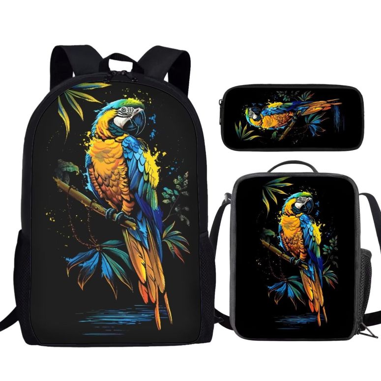 インコ 小鳥 バード トラベルキャリアー TSOVTHRID 3 PCS Parrot Backpack for School Girls Lightweight Girl Bookbag with Lunch Box 17 Inch Large Capacity Teens School Bags 8-10 Years for Elementary Travel Hiking Daypack Knapsack 【並行輸入品】