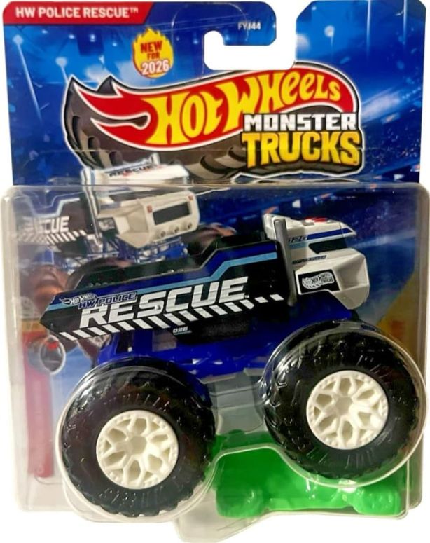 ホットウィール モンスタートラック Hot Wheels Monster Trucks Police Rescue, Champion Crashers 8/8 [Includes Crushed Car] New for 2026! 1:64 Scale Diecast Toy Vehicle 【並行輸入品】