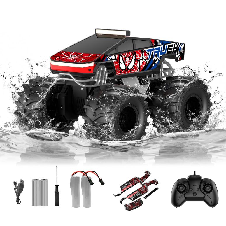 ホットウィール モンスタートラック TOZDTO Remote Control Car, Amphibious Monster Truck Toys for Boys RC Cars, 2.4 GHz Waterproof RC Trucks, 1:18 4WD All Terrain Off-Road Pickup, Cool Christmas Birthday Ideas Gifts for Kids 6+ Year O 【並行輸入品】