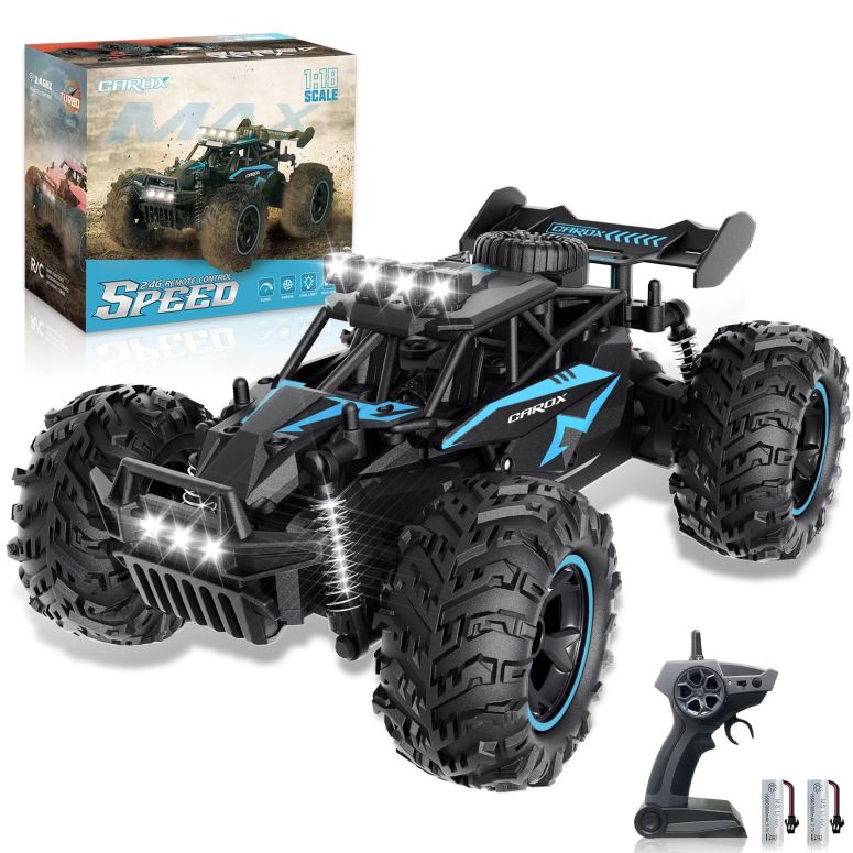 ホットウィール モンスタートラック Carox Remote Control Car, 2.4GHz 25KM/H High Speed RC Car, 1:18 Off-Road Monster Truck with LED Lights and 1800mAh Rechargeable Battery ? Ideal Gift for Boys 6+ 【並行輸入品】