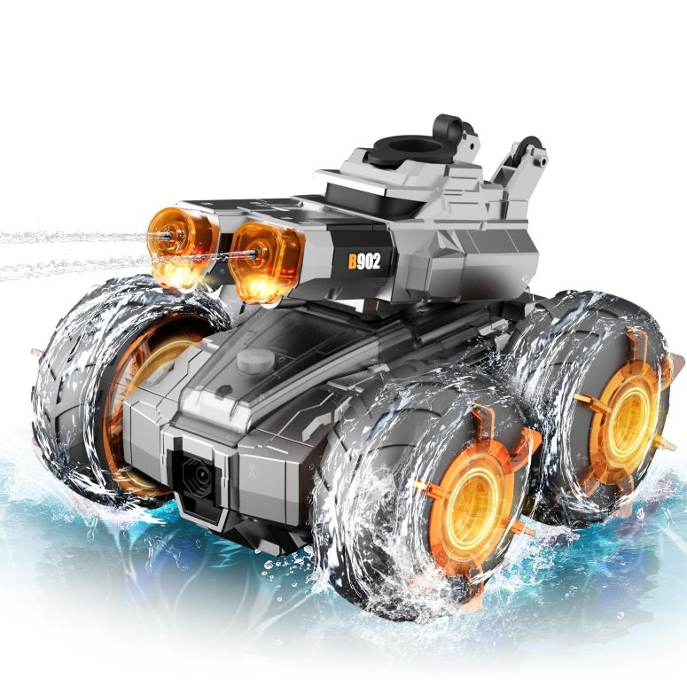 ホットウィール モンスタートラック ZHYLLO Amphibious Remote Control Car with Water Gun, Waterproof RC Monster Truck Toys 4WD All-Terrain RC Cars, Gesture Sensing Rc Stunt Car, RC Trucks Toys Gifts for 8 9 10 11 12 Year Old Boys 【並行輸入品】