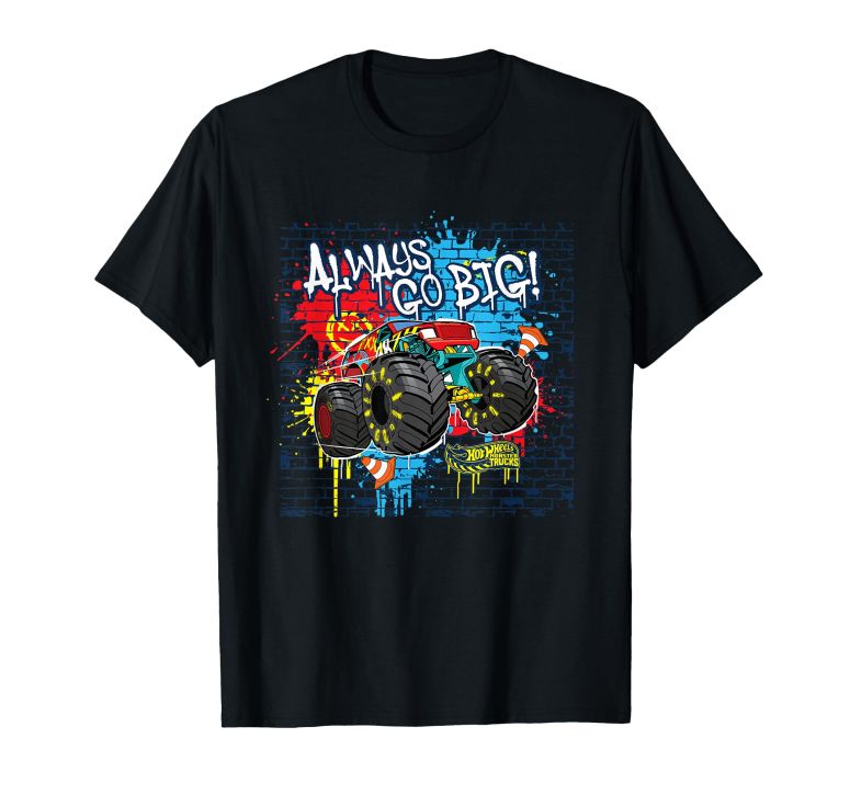 ホットウィール モンスタートラック Hot Wheels Monster Trucks - Always Go Big Spray Paint Wall T-Shirt 【並行輸入品】