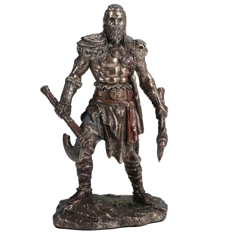 チェス書き割り Veronese Design 6 1/4 Inch Viking Twin Axes Warrior Male Resin Sculpture Cold Cast Bronze Finish 【並行輸入品】