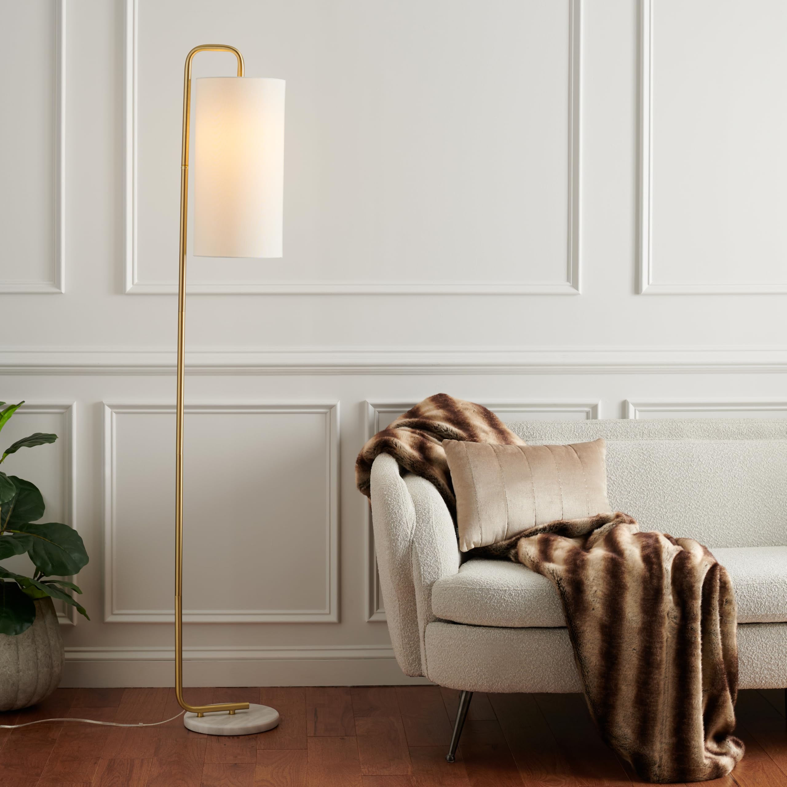 サファヴィヤ safavieh 速見表照明ランプ サファビヤ サファヴィア SAFAVIEH Home Collection Troilus Gold/White 64-inch Floor Lamp (LED Bulb Included) 【並行輸入品】