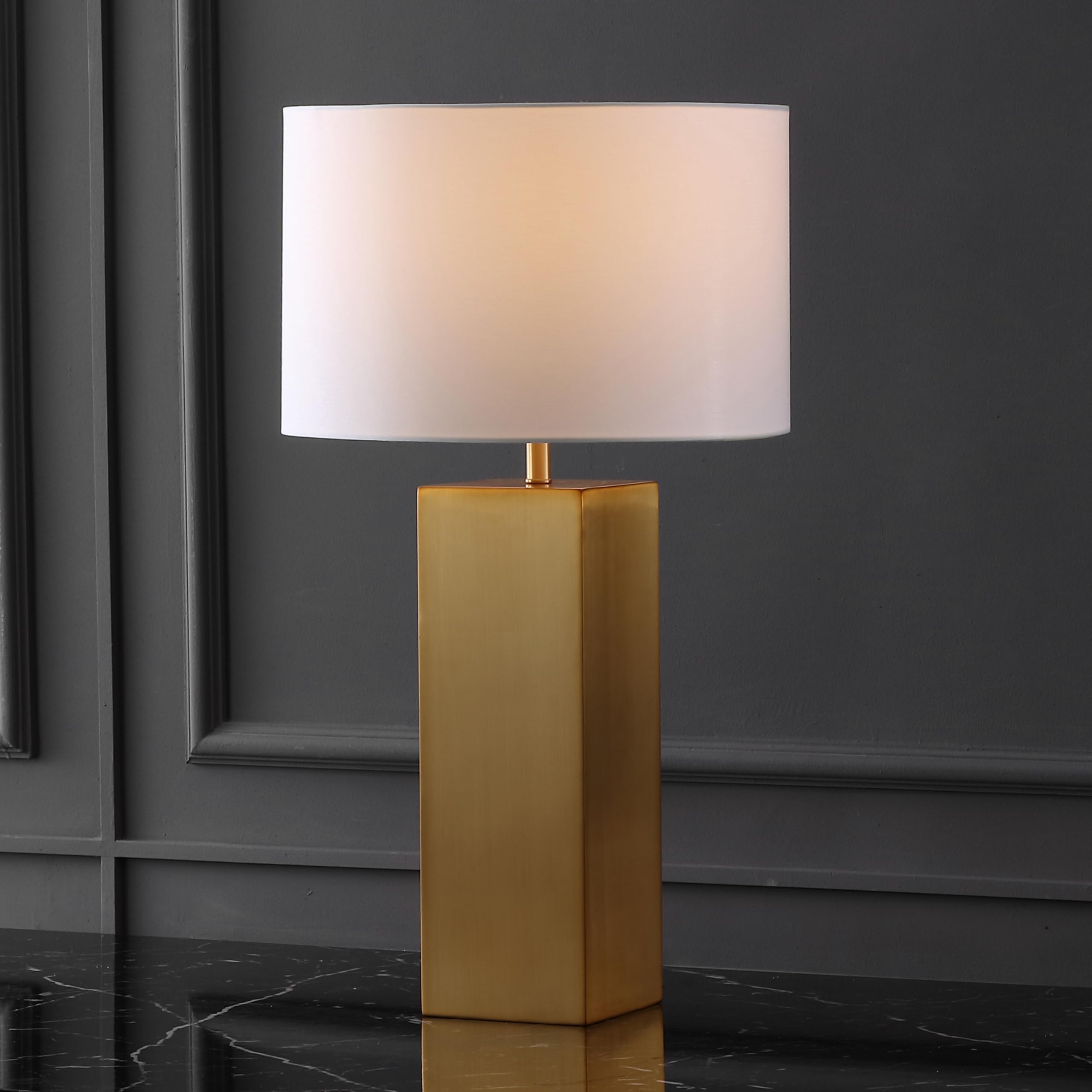 サファヴィヤ safavieh 速見表照明ランプ サファビヤ サファヴィア SAFAVIEH Couture Lighting Collection Hank Gold/White Metal 28-inch Table Lamp for Bedroom Living Room Home Office Desk Nightstand (LED Bulb Included) 【並行輸入品】