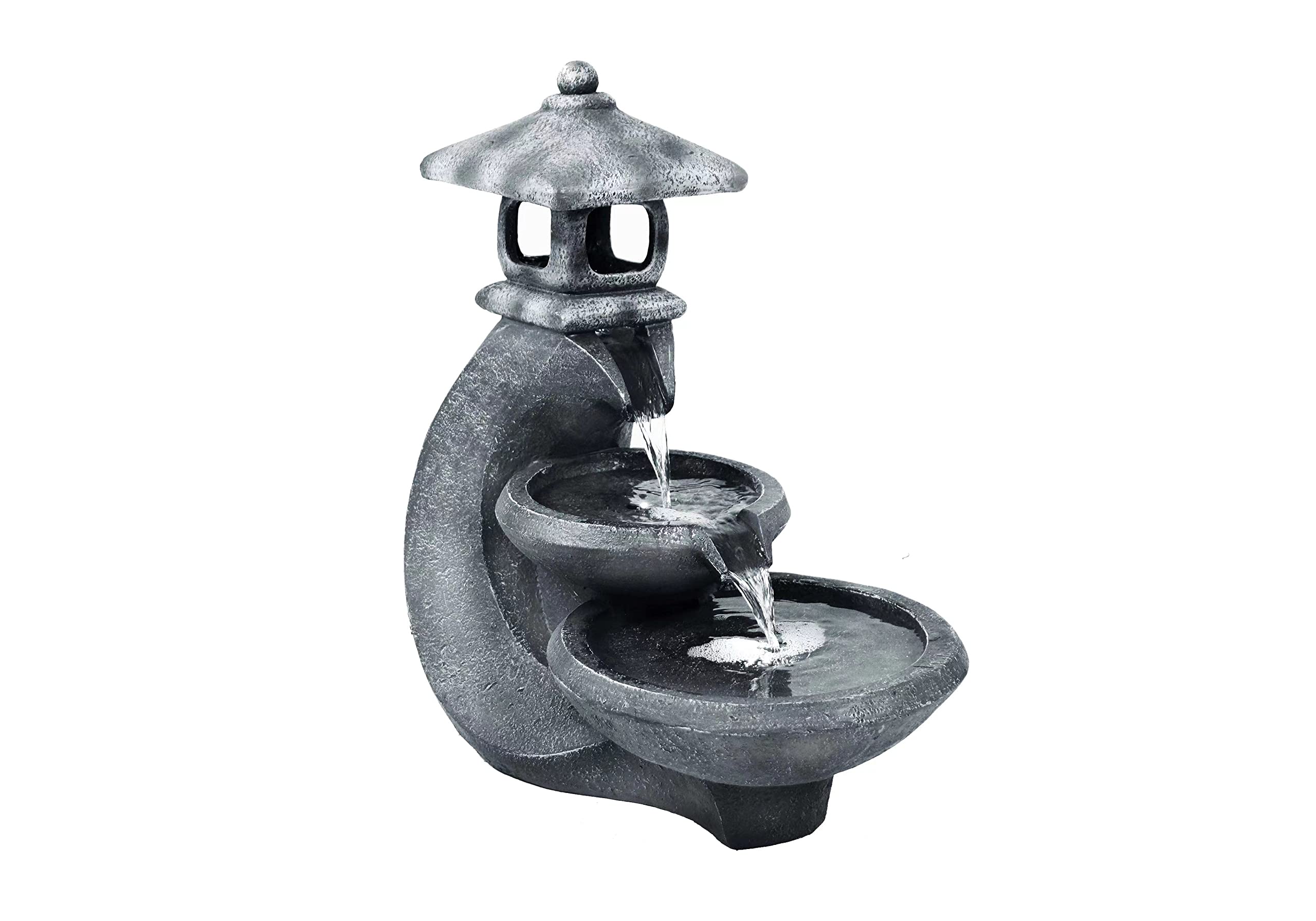 ガーデン 噴水 インテリア噴水 置き型 噴水 滝のオブジェ ウォーターフォールファウンテン Pagoda Tiered Outdoor Fountain with 3 White LEDs 【並行輸入品】|MJ-MARKET