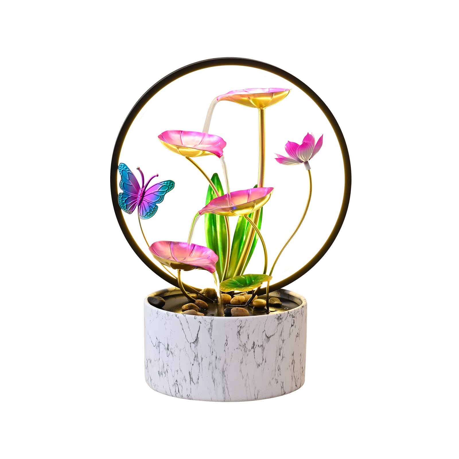 卓上 吹き上げ 滝のオブジェ テーブルトップファウンテン 室内装飾吹き上げ QINGYINGGE 15‘’ H Small Tabletop Water Zen Fountain with Led Light for Indoor Meditation Yoga Spa Room Decor. 【並行輸入品】
