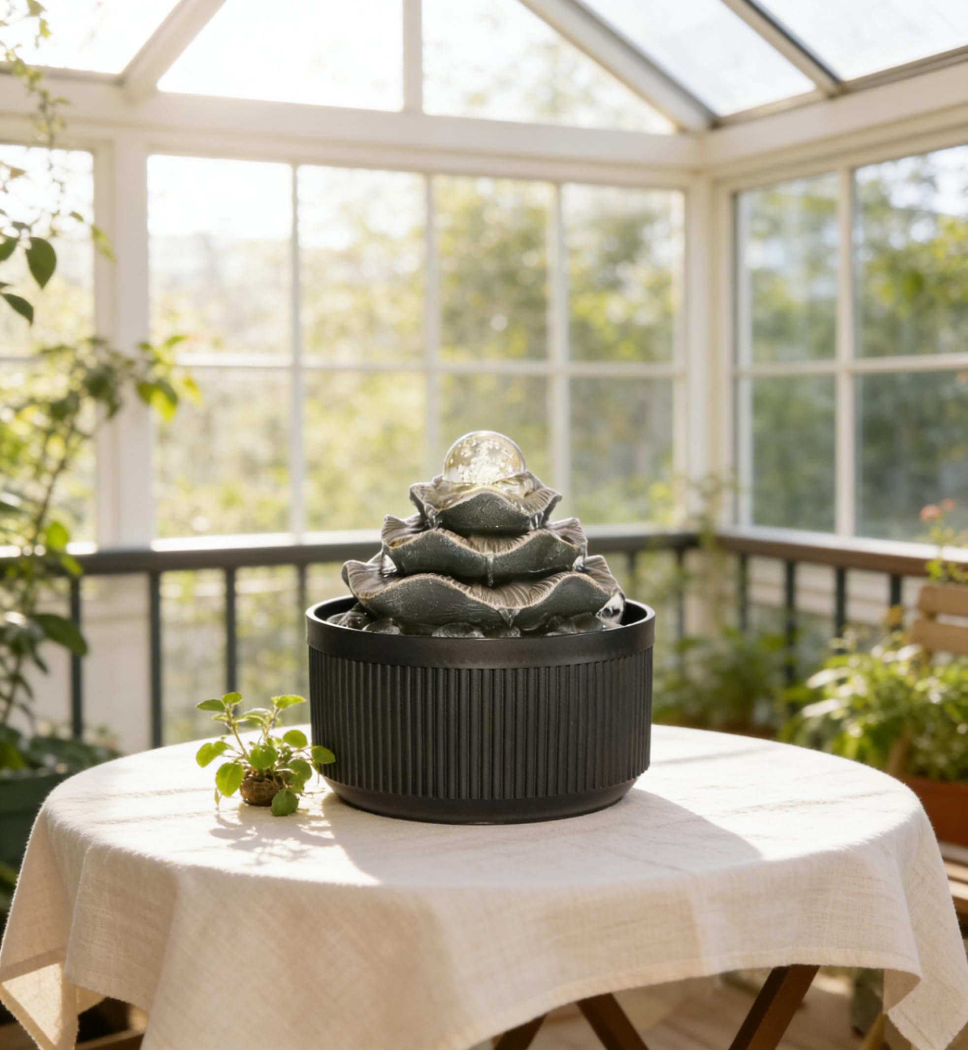 卓上 噴水 滝のオブジェ テーブルトップファウンテン インテリア噴水 GIDITA Tabletop Water Fountain with LED Light - 6.7\