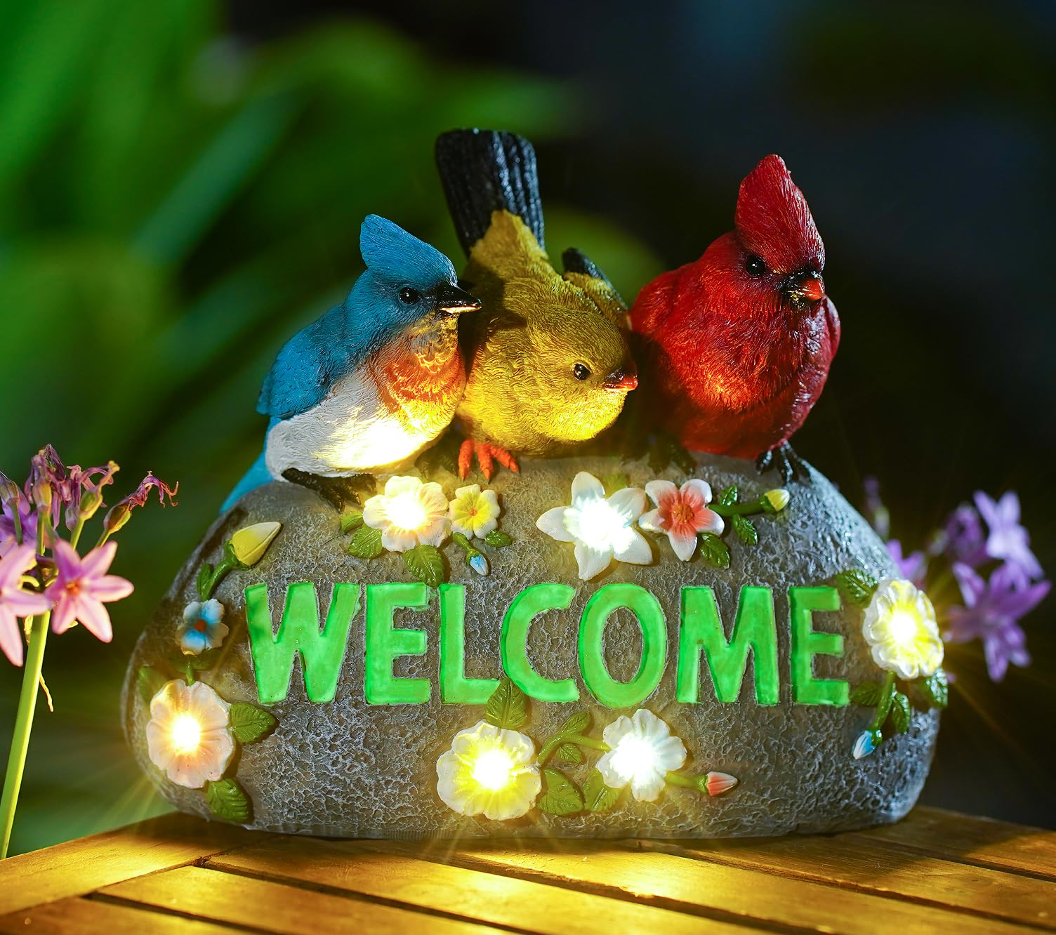 園地ともし火LEDソーラーともし火 ソーラー力強さ Goodeco Solar Birds with Welcome Sign - Elegant and Charming Garden Decor with Solar LED Lights - Perfect Gifts for Women, Moms \u0026 Home Enthusiasts 【並行輸入品】