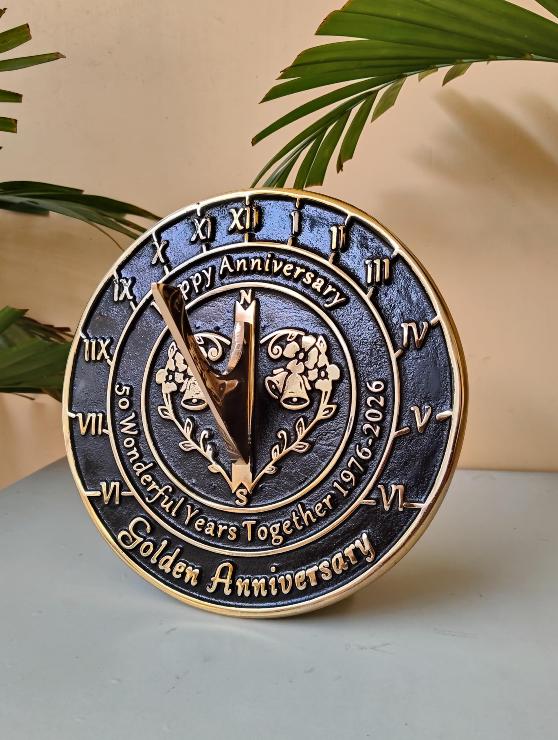 日時計 SUZIFURN Anniversary Sundial Gift for 50th Golden Wedding Home Decor Or Garden 【並行輸入品】