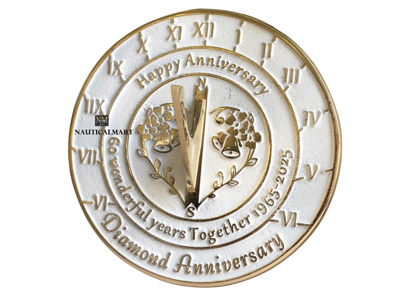 日時計 NauticalMart 60th Diamond Anniversary Unique Marriage Present for Parents, Grandparents, Friends, Husband or Wife, Couples, Him & Her Wedding Anniversary Sundial Gift 2025 (60th Anniversary) 【並行輸入品】