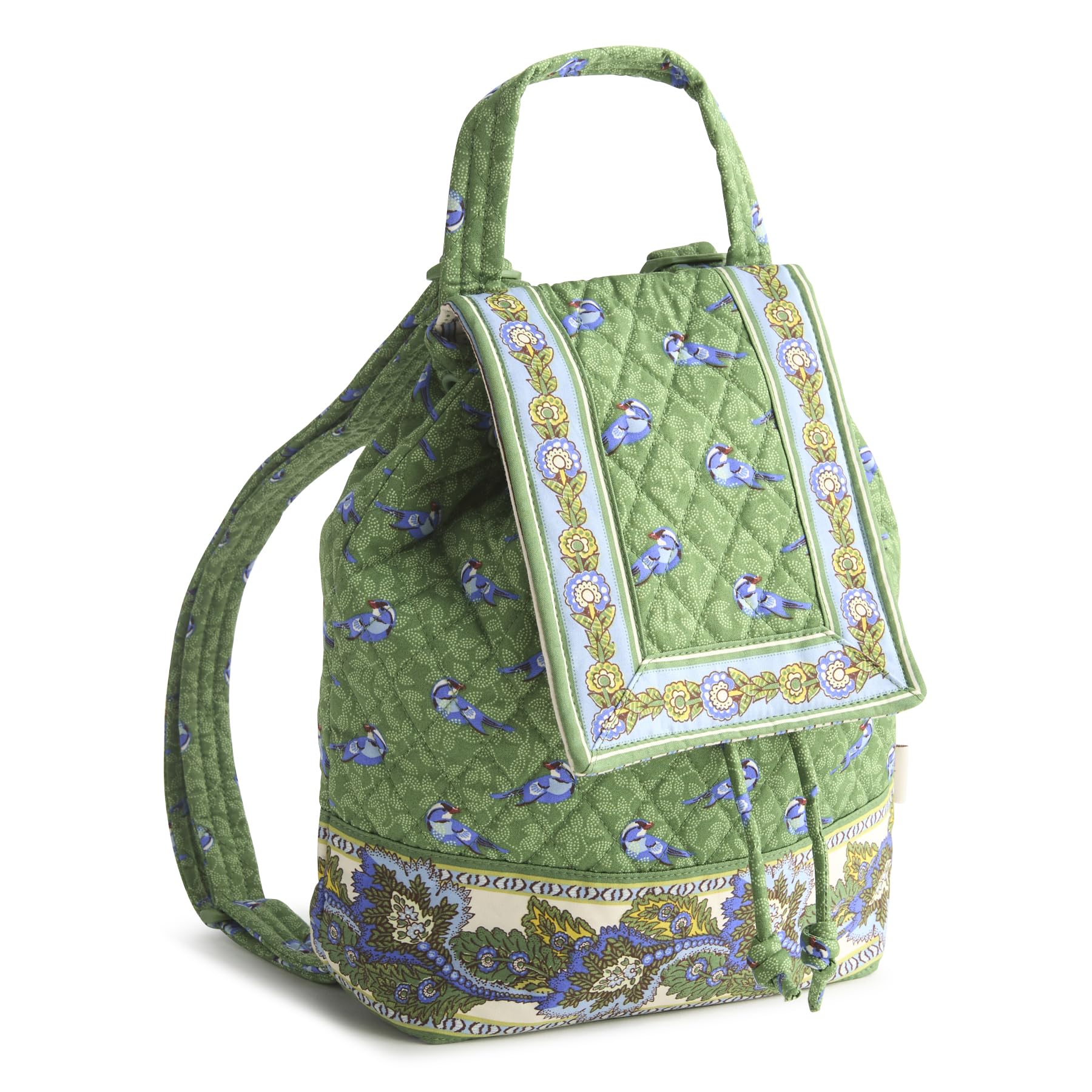 インコ 小鳥 バード トラベルキャリアー Premium Cotton Original Drawstring Backpack, Green Birds, One Size 【並行輸入品】