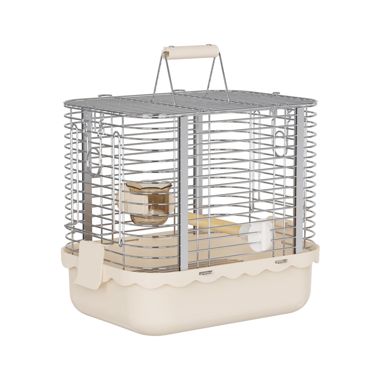インコ 小鳥 バード トラベルキャリアー YOOSO WING Bird Carrier Travel Cage, Durable Portable Stainless Steel Birdcage with Bird Perch & Feeding Bowl for Parrots Canaries Budgies Lovebirds Conures Cockatiels (Small Light Brown) 【並行輸入品】