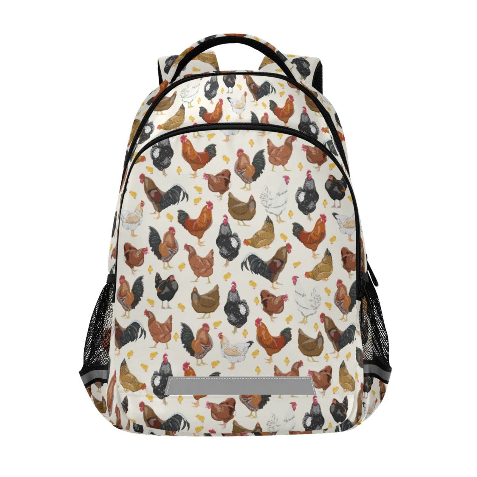 インコ 小鳥 バード トラベルキャリアー JIPONI Cute Chicken Rooster Pattern Backpack For Girls Boys School Kids Bookbag Travel Laptop Backpack Purse Daypack With Chest Strap 【並行輸入品】