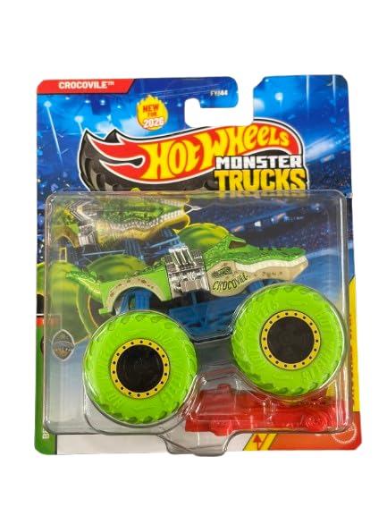 ホットウィール モンスタートラック Hot Wheels Monster Trucks Crocovile, Beast Bashers 1/6 [Includes Crushed Car] New for 2026! 1:64 Scale Diecast Toy Vehicle 【並行輸入品】
