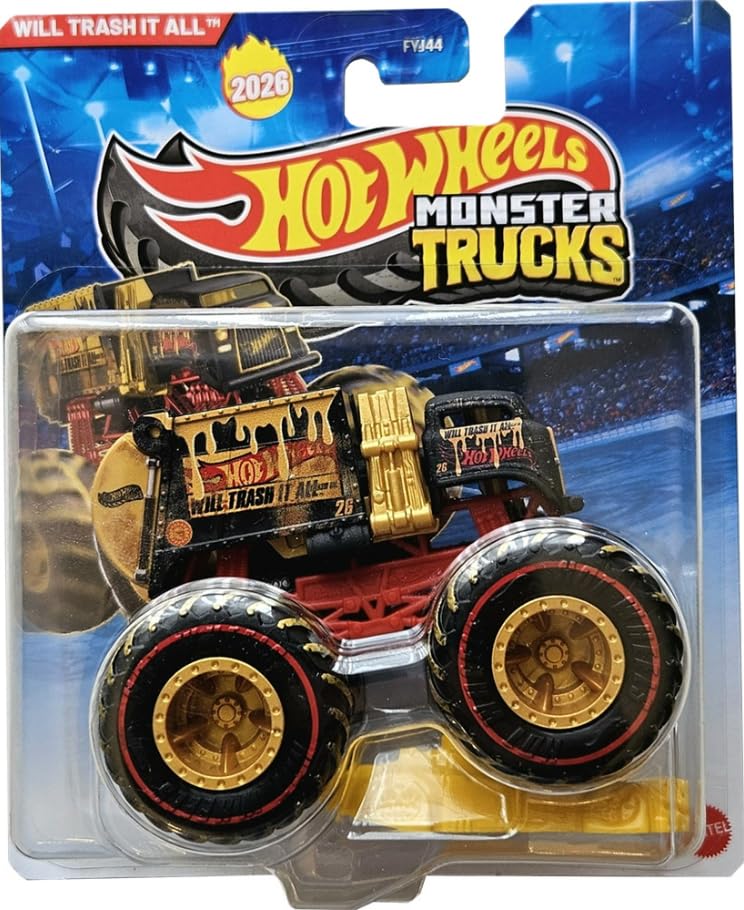 ホットウィール モンスタートラック Hot Wheels Monster Trucks Will Trash It All Dump Truck [Treasure Hunt] Includes Crushed Car, New for 2026! 1:64 Scale Diecast Toy Vehicle 【並行輸入品】