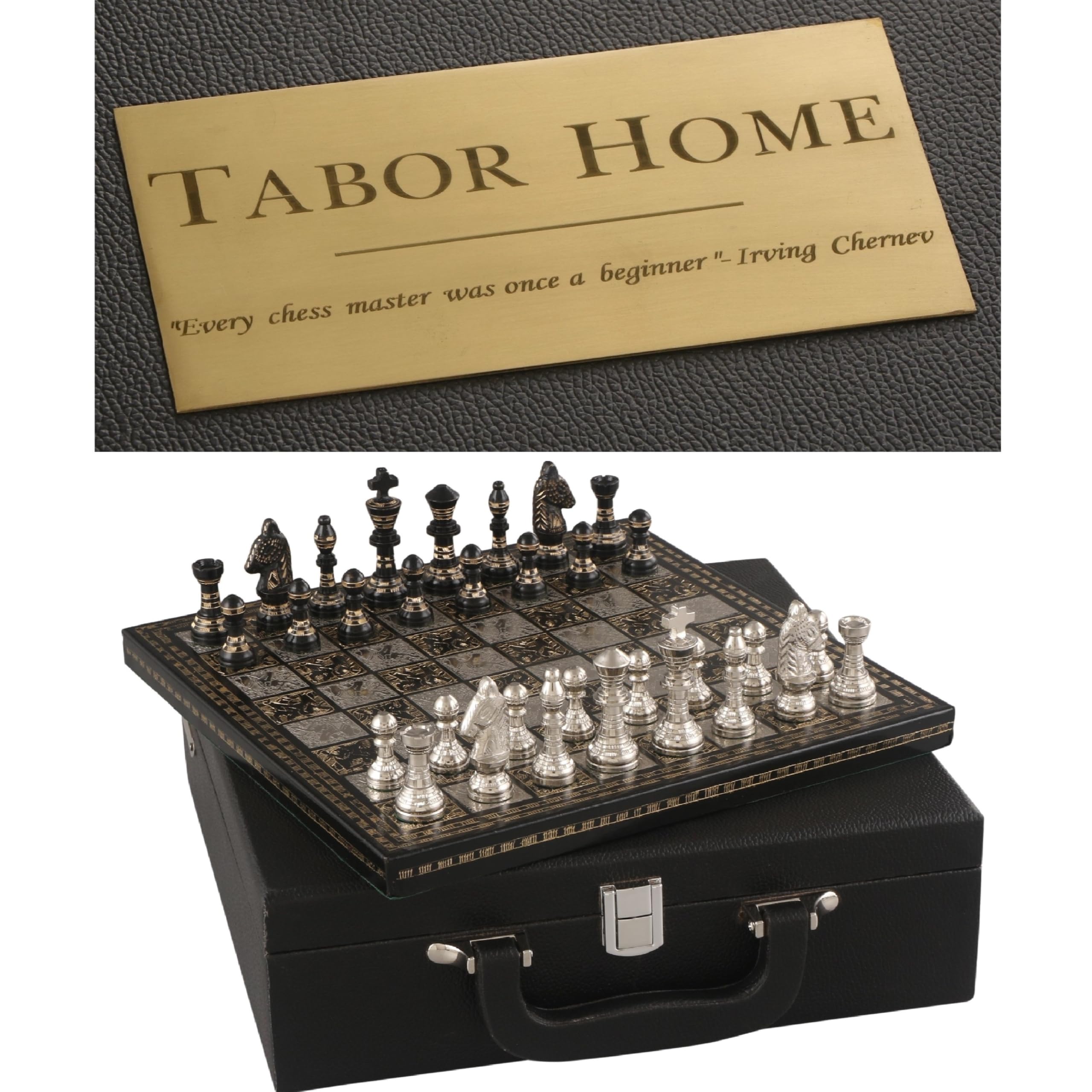 チェス書き割り Luxury \u0026 Decorative Premium Customized Chess Game Set | 10 x 10 Inches | Black \u0026 Silver | Collectible \u0026 Handmade Set for Professionals \u0026 Adult for Tournament or Gifting by INDUS LIVING 【並行輸入品】