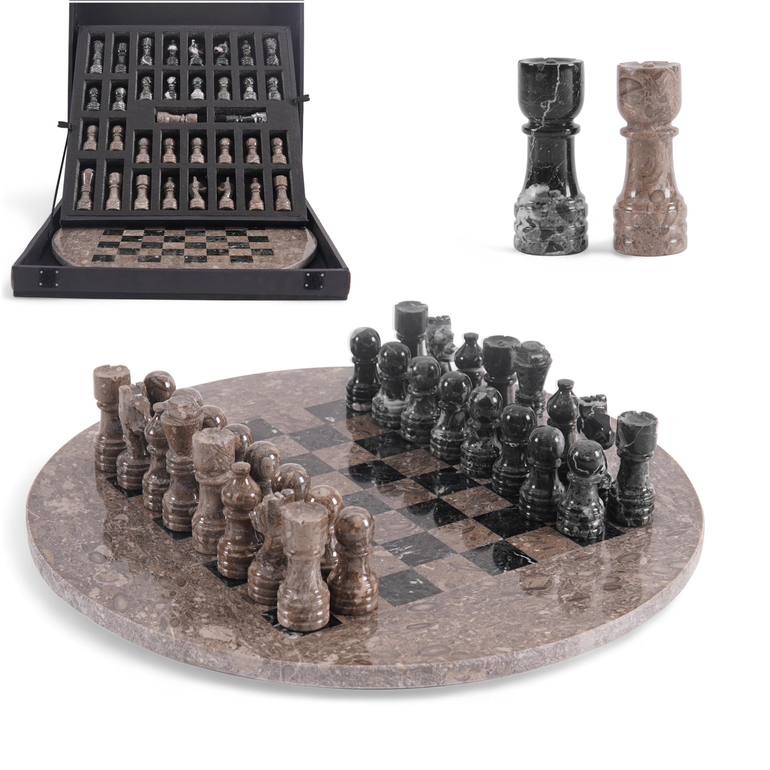 チェス書き割り EarthenTones Marble Chess Set for Adults with Complementary Storage Box, 15\
