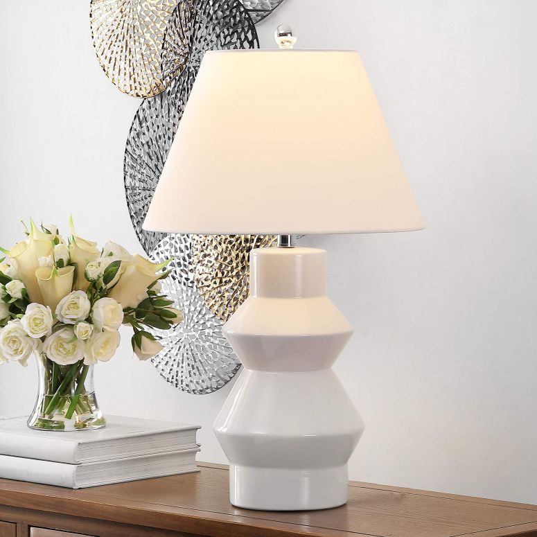サファヴィヤ safavieh 速見表照明ランプ サファビヤ サファヴィア SAFAVIEH Lighting Collection Larcia Modern White/ Brass Gourd 26-inch Bedroom Living Room Home Office Desk Nightstand Table Lamp (LED Bulb Included) 【並行輸入品】