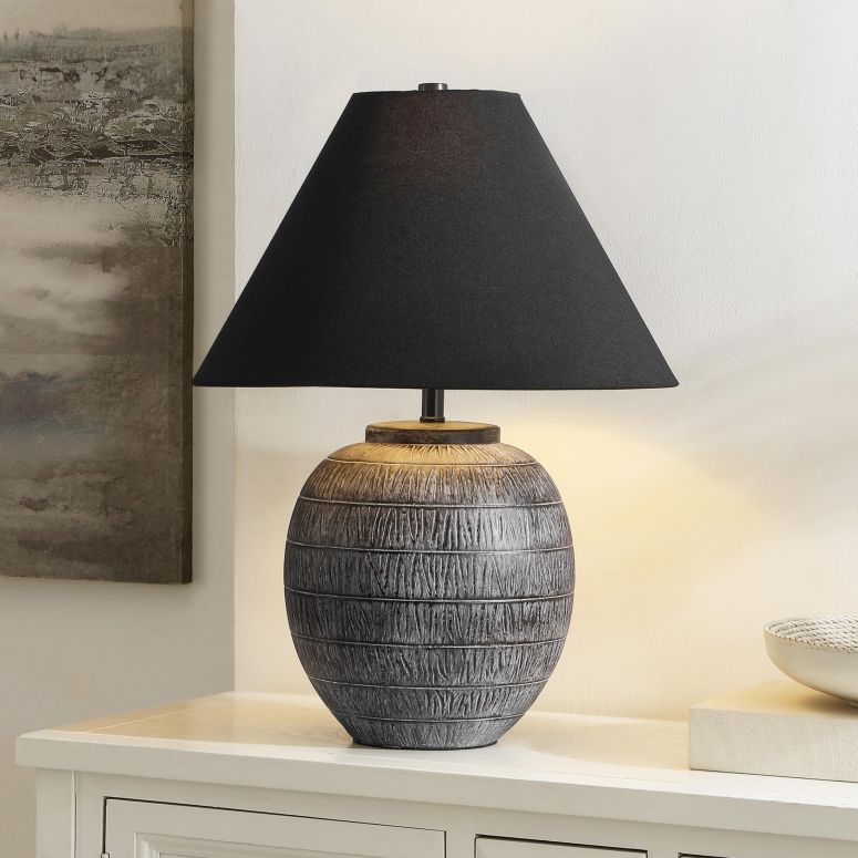サファヴィヤ safavieh 速見表照明ランプ サファビヤ サファヴィア SAFAVIEH Lighting Collection Naomi Modern Grey/Black Ceramic 22-inch Table Lamp for Bedroom, Living Room, Home Office, Desk, Nightstand (LED Bulb Included) 【並行輸入品】