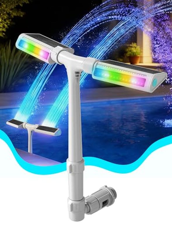 園地 吹き上げ 室内装飾吹き上げ 置き型 吹き上げ 滝のオブジェ ウォーターフォールファウンテン 2026 Height Upgrade Solar Pool Fountain with 10-Color 4-Modes Lights, Dual Spray Waterfall Sprinkler 360° Adjustable, Compatible with Above \u0026 Ing 【並行輸入品】 エクステリア・ガーデンファニチャー-ガーデンオーナメント・置物