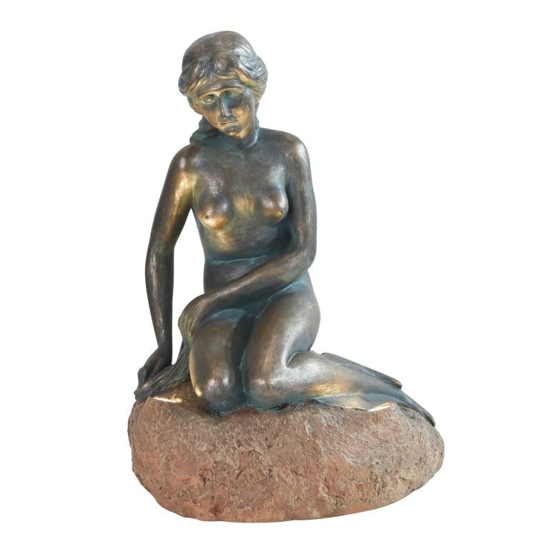 庭園点火装置LEDソーラー点火装置 ソーラー力強さ Techko Outdoor Weatherproof Little Mermaid Bronze-Finish Garden Statue Decor with Included Solar LED Spotlight with 10+ Hour Life 【並行輸入品】