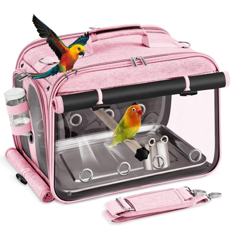 インコ 小鳥 バード トラベルキャリアー Sanmoncare Airline Approved Bird Carrier, Indestructible Stainless Steel Mesh Parrot Travel Cage, Cockatiels Travel Carrier Lightweight and Portable with Water Bottle and Bowl 【並行輸入品】